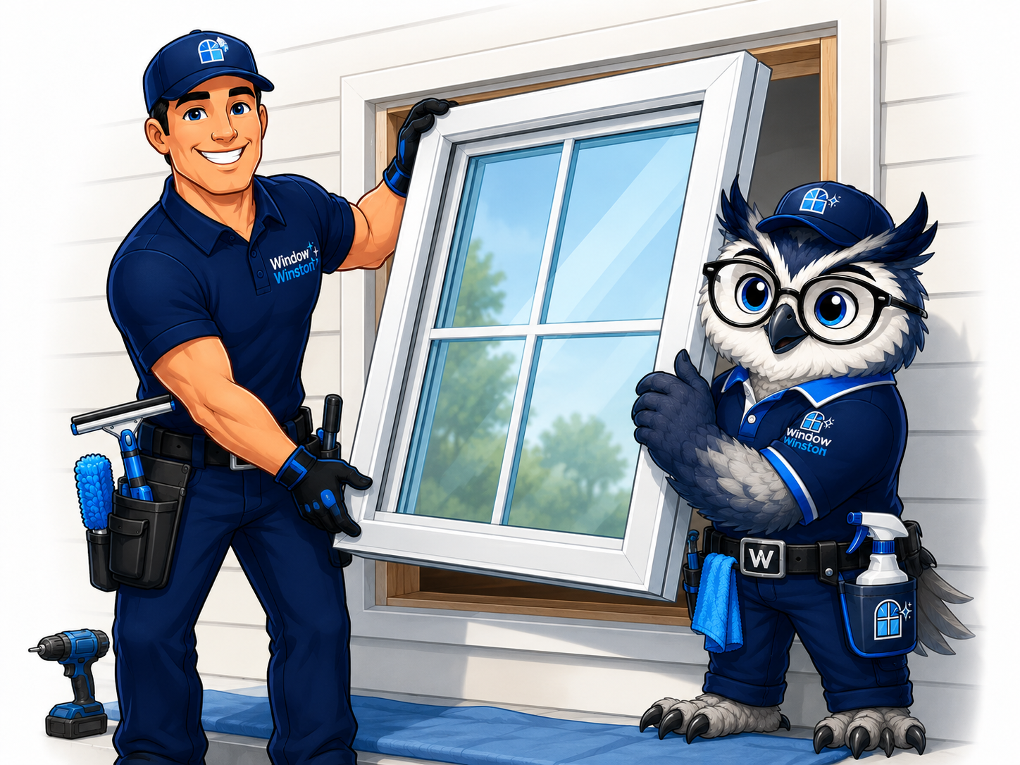 Professional installer fitting a new residential window